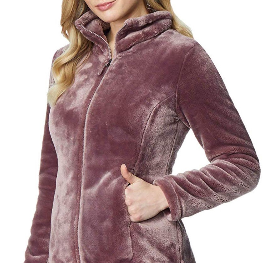 Mauve Plush Faux Fur Full Zip Soft Jacket - XL